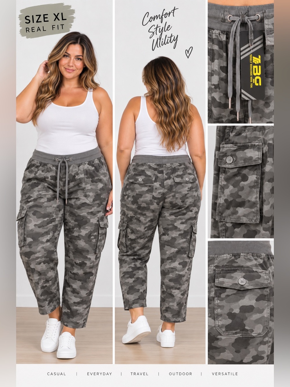 Eddie Bauer Gray Camo Cargo Capris